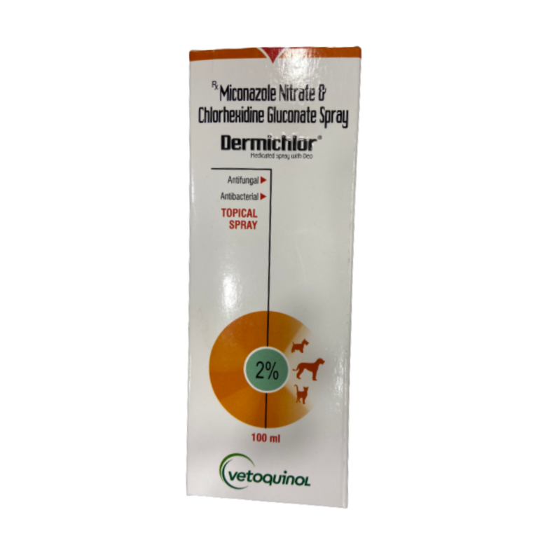 Vetoquinol DERMICHLOR MEDICATED TOPICAL SPRAY 100ml For Dogs Petofast