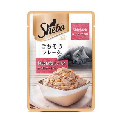 Sheba Premium Fish Mix (Skipjack & Salmon) Wet Cat Food 35gm