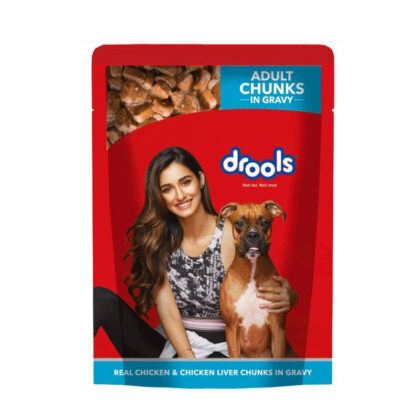 Drools Adult Wet Dog Food, Real Chicken and Chicken Liver Chunks in Gravy 150gm