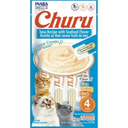 INABA Churu Tuna Recipe with Seafood Flavoured Cat Treats 56gm
