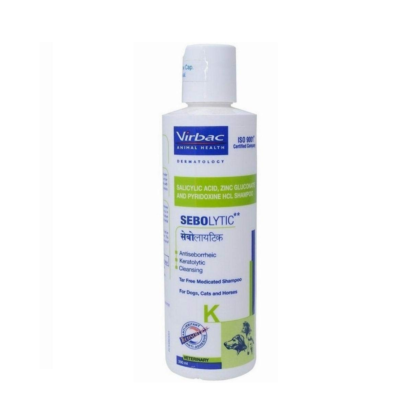 Virbac Sebolytic Shampoo, Cleansing Tar-free Medicated Shampoo for Dog, Cat 200 ml