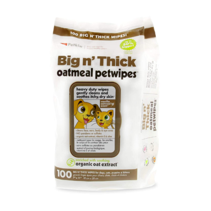 Big n' Thick Oatmeal Pet Wipes For Dogs & Cats - 100 Pieces