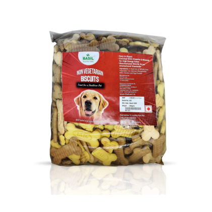 Basil Adult Non-Veg Biscuits Bone Shape (900g) Pet Biscuit