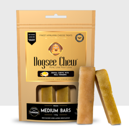 Dogsee Chew Turmeric Medium Bars: Long-Lasting Dental Chews for Medium Dogs 140gm
