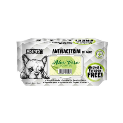 Absorb Plus Antibacterial Pet Wipes, 80 Count