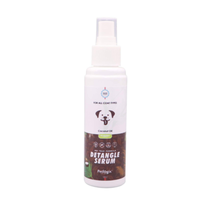 Petlogix Natural Detangle Serum Oil Enriched with Coconut Oil for Dog, Puppies & Cat All Seasons Pet Spray for Every Coat Type, 120ml