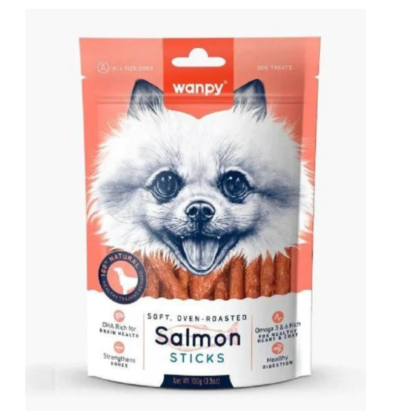 Wanpy Soft Oven Roasted Salmon Sticks ?V Dog Treats 100gm
