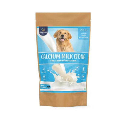 Goofy Tails Calcium Milk Bone Dog Treats | Treats for Puppies and Dogs | Weekly Pack 7 (pcs) Large Bone | Non-Veg 200gm