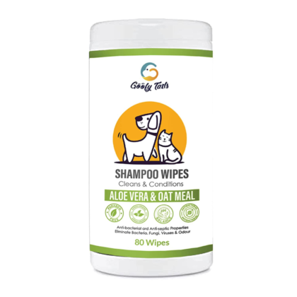 Goofy Tails Shampoo Pet Wipes for Dogs,Cats and Puppies (80 Wipes) | Antibacterial and Antiseptic Grooming Wipes | Aloe Vera & Oat Meal Moisturizing Wipes