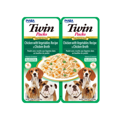 Inaba Twin Packs Chicken with Vegetables Recipe in Chicken Broth Dog Food Topper 80gm