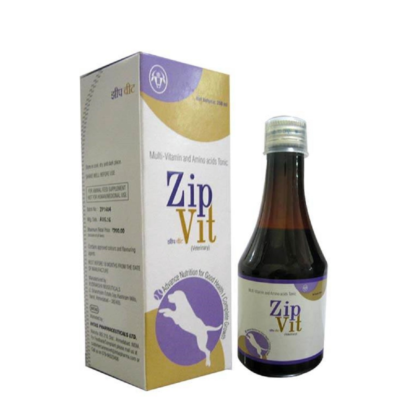 Intas ZipVit Multivitamin and Amino Acids Tonic For Dogs - 200 ml