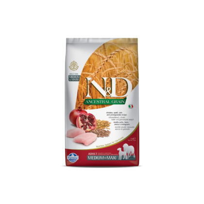 Farmina N&D Ancestral Grain - Chicken & Pomegranate - Dog Dry Food - Adult - Medium & Maxi Breed