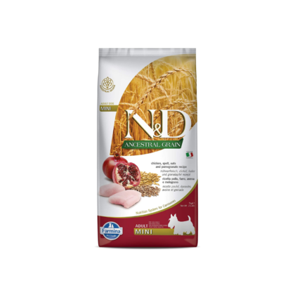Farmina N&D Ancestral Grain Dry Dog Food, Adult Mini Breed, Chicken and Pomegranate