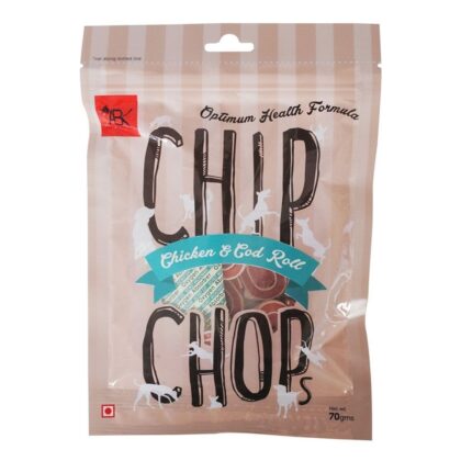 Chip Chops Dog Treats, Chicken and Cod Fish Roll - 70 gm