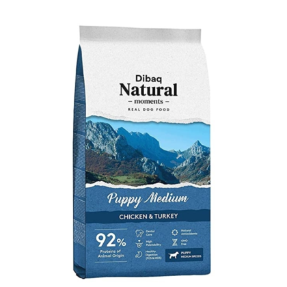 Dibaq Natural Moments Real Dog Food Puppy Medium Chicken &  Turkey Puppy Medium Breed Dog Food