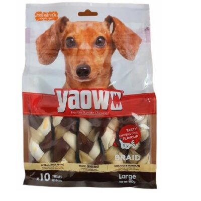 Gnawlers Yaowo Chicken And Liver Braided Bone L-500gm